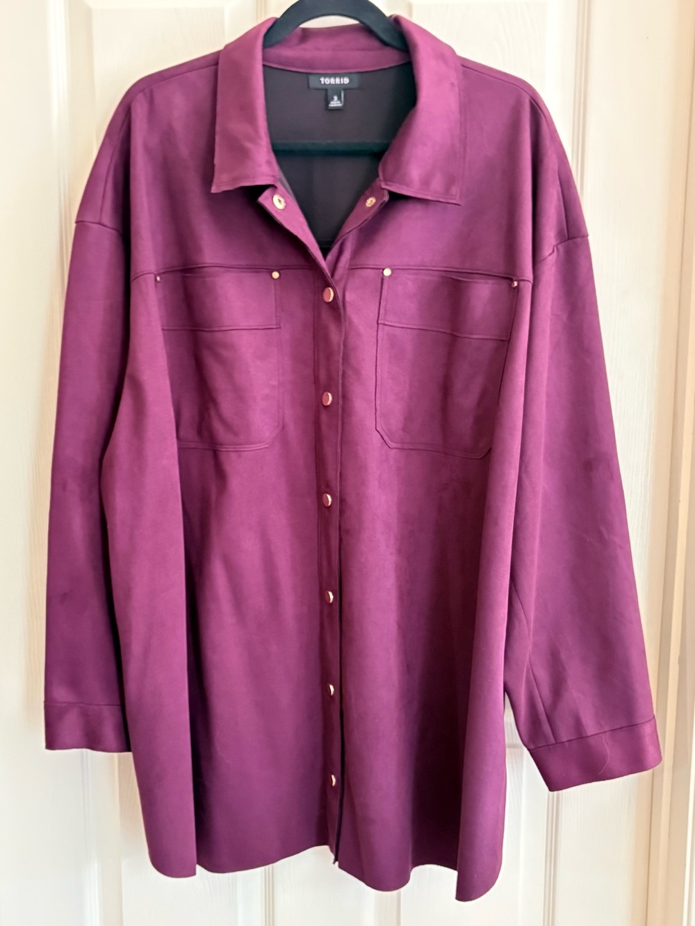 Torrid Deep Plum Snap Front Button Down Suede-like Shacket 3X